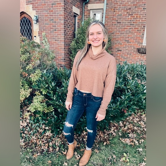 AE| Brown Cowl Neck Sweater - Picture 3 of 6